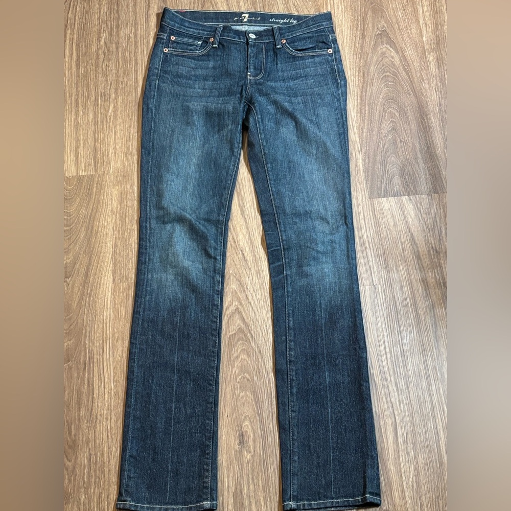7 For All Mankind Dark Blue Straight Leg Jeans